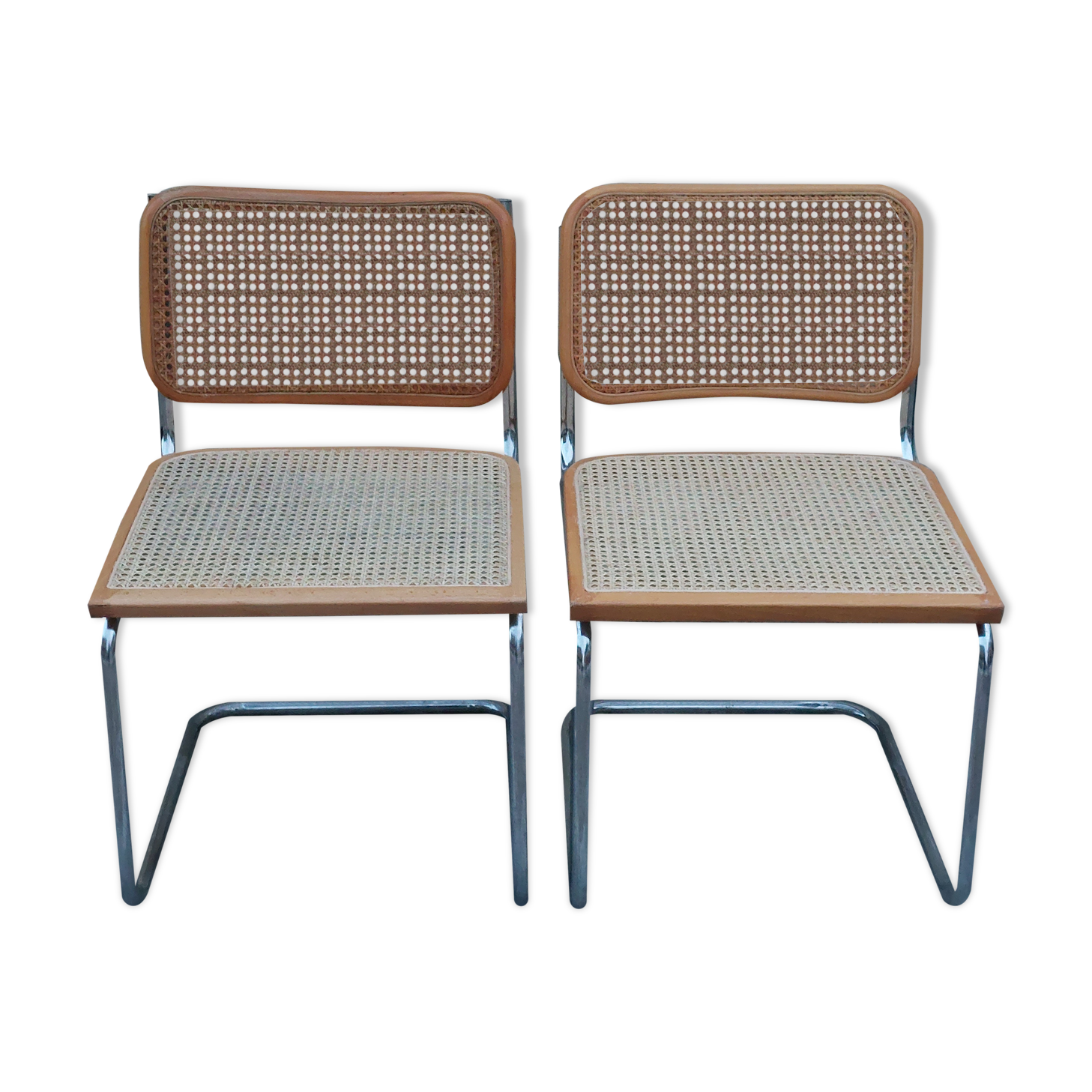 Paire de chaises B32 de Marcel Breuer signée Italie