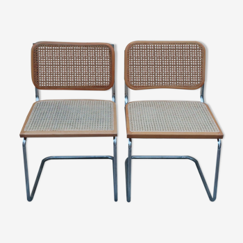 Paire de chaises B32 de Marcel Breuer signée Italie