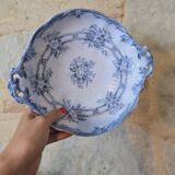 Coupe à fruits Piédouche Sarreguemines Cérès, Décor Fleurs Bleues
