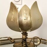 Lampe dorée  forme fleur  vintage