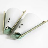 Pair of beautiful mint green Mid Century Modern perforated sheet metal wall