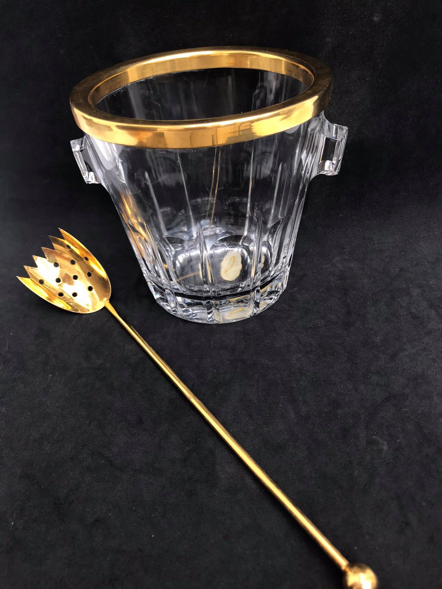 Ice bucket, moulded crystal made in Belgium by Val Saint Lambert