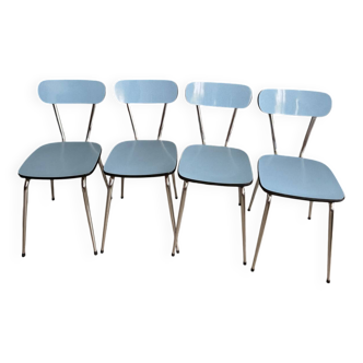 Set of 4 vintage blue Formica chairs