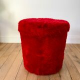 Pouf moumoute pelfran red years 60-70