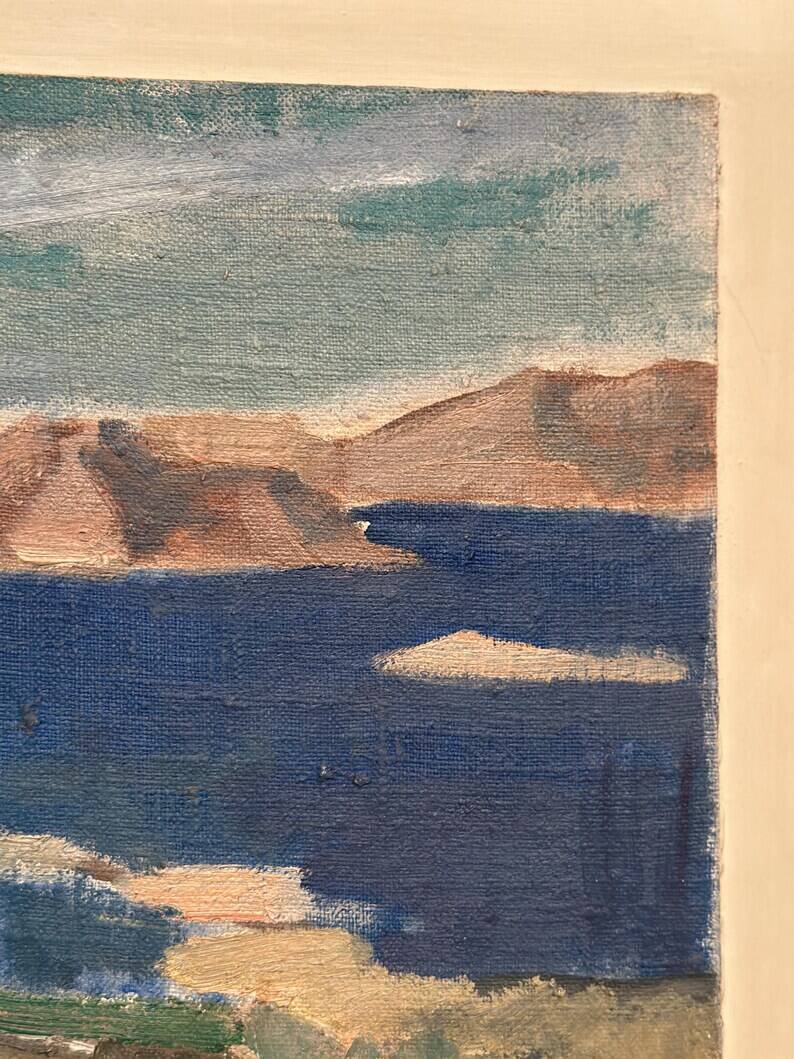 Original Swedish Oil on Panel - "Water Landscape" by Leo Janis - Signed - Vintage and Framed - 59 × 49 cm (23.2" × 19.2")