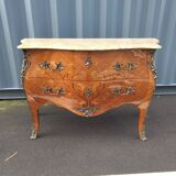 Old style chest of drawers Louis XV marquetry marble top