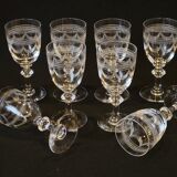 8 verres à Porto / vin en cristal gravé fin XIXème