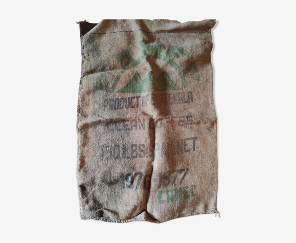 Ancien sac en toile de jute vintage café du Guatemala 1977-1978