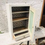 White medicine cabinet with window and drawer