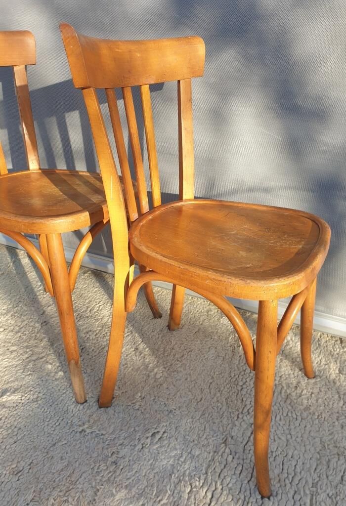 Paire chaises bistrot 1950 Mahieu Made in France