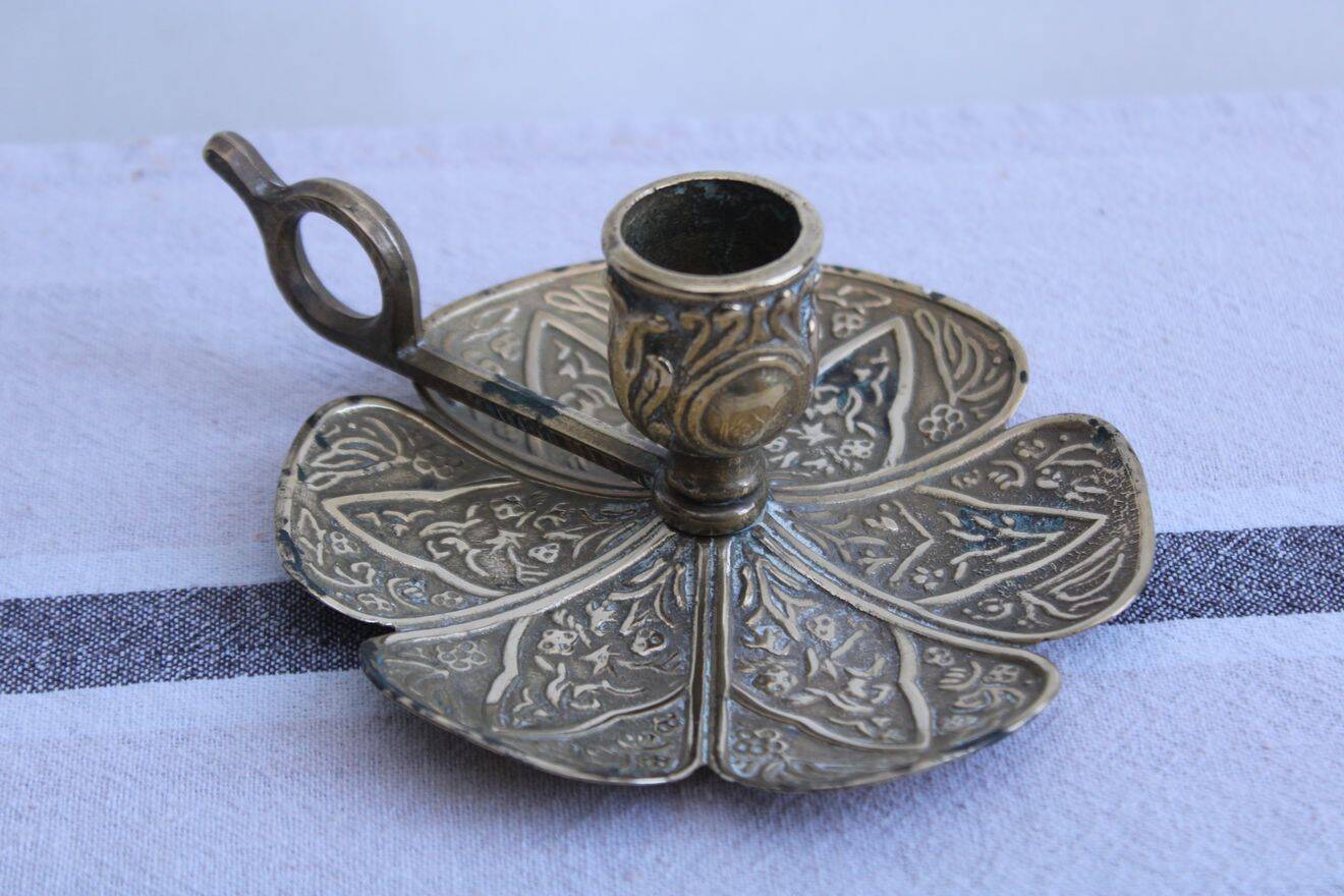 Gold metal candle holder