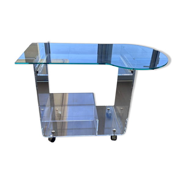 Bureau français vintage Plexiglas & verre – Space Age – circa 1970