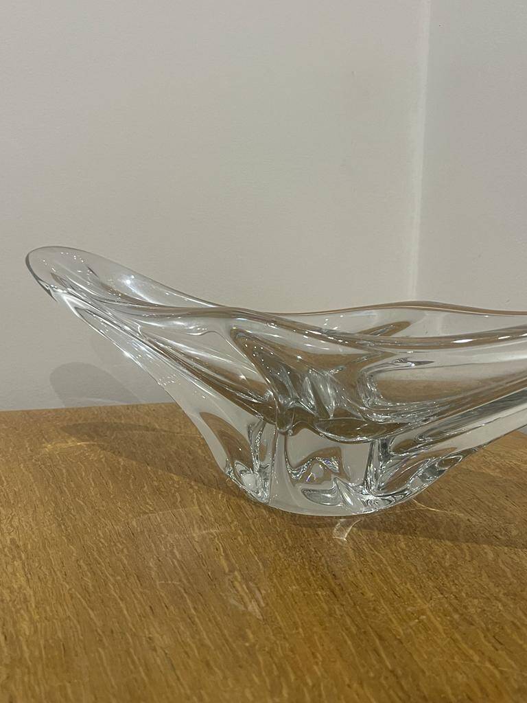 Large crystal bowl signed Daum Croix de Lorraine France.