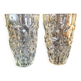 Paire de vases en verre sculpté vintage 70’s