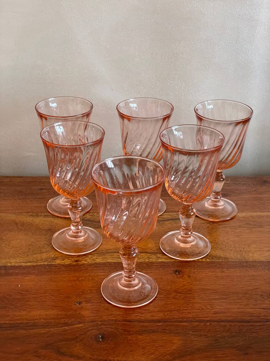 6 small Rosaline glasses