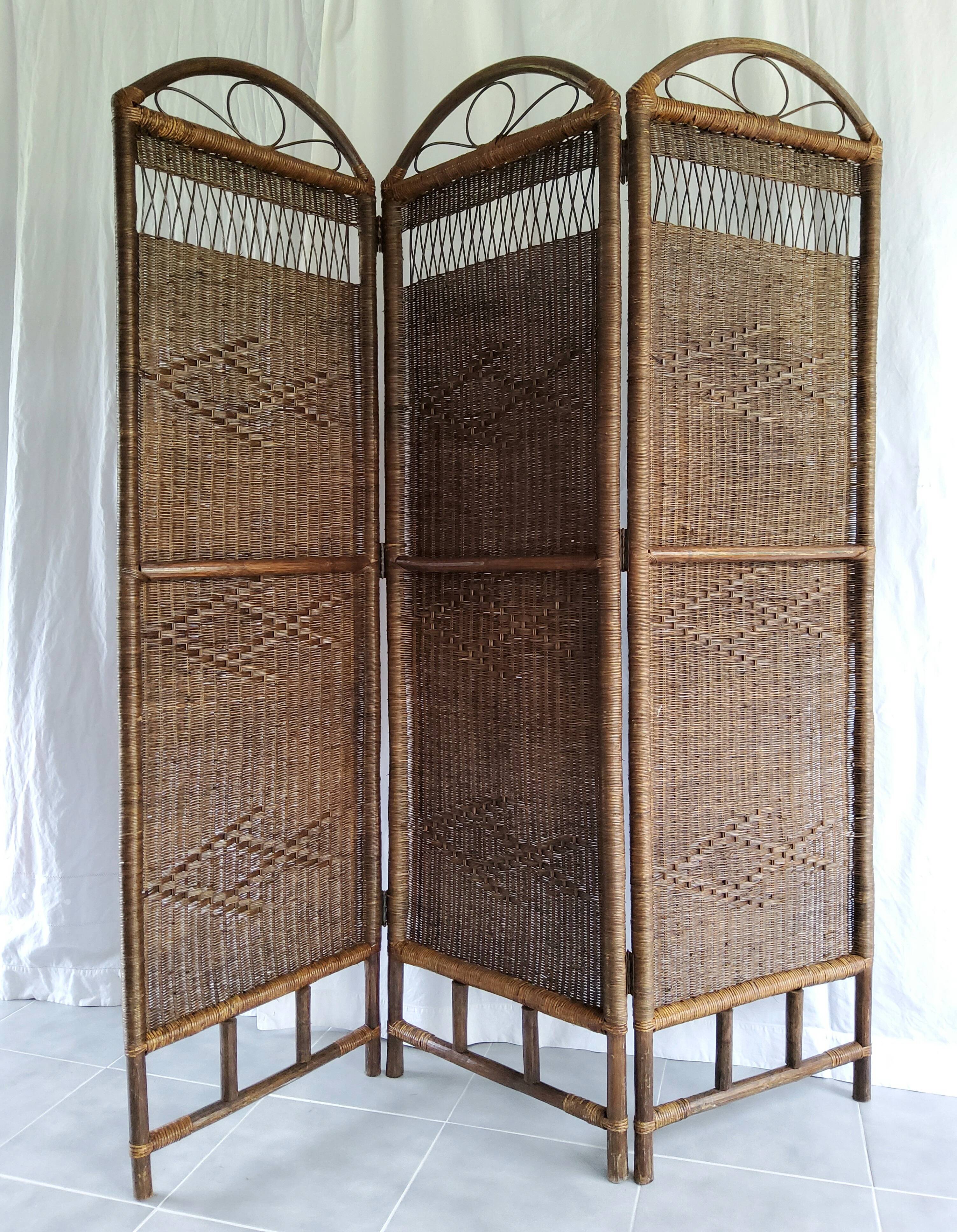 Vintage rattan screen