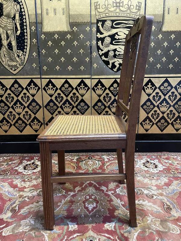 Set of 6 Art Deco chairs in oak and cane - caned