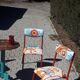 Chaise écolier tapissées avec tissu coloré