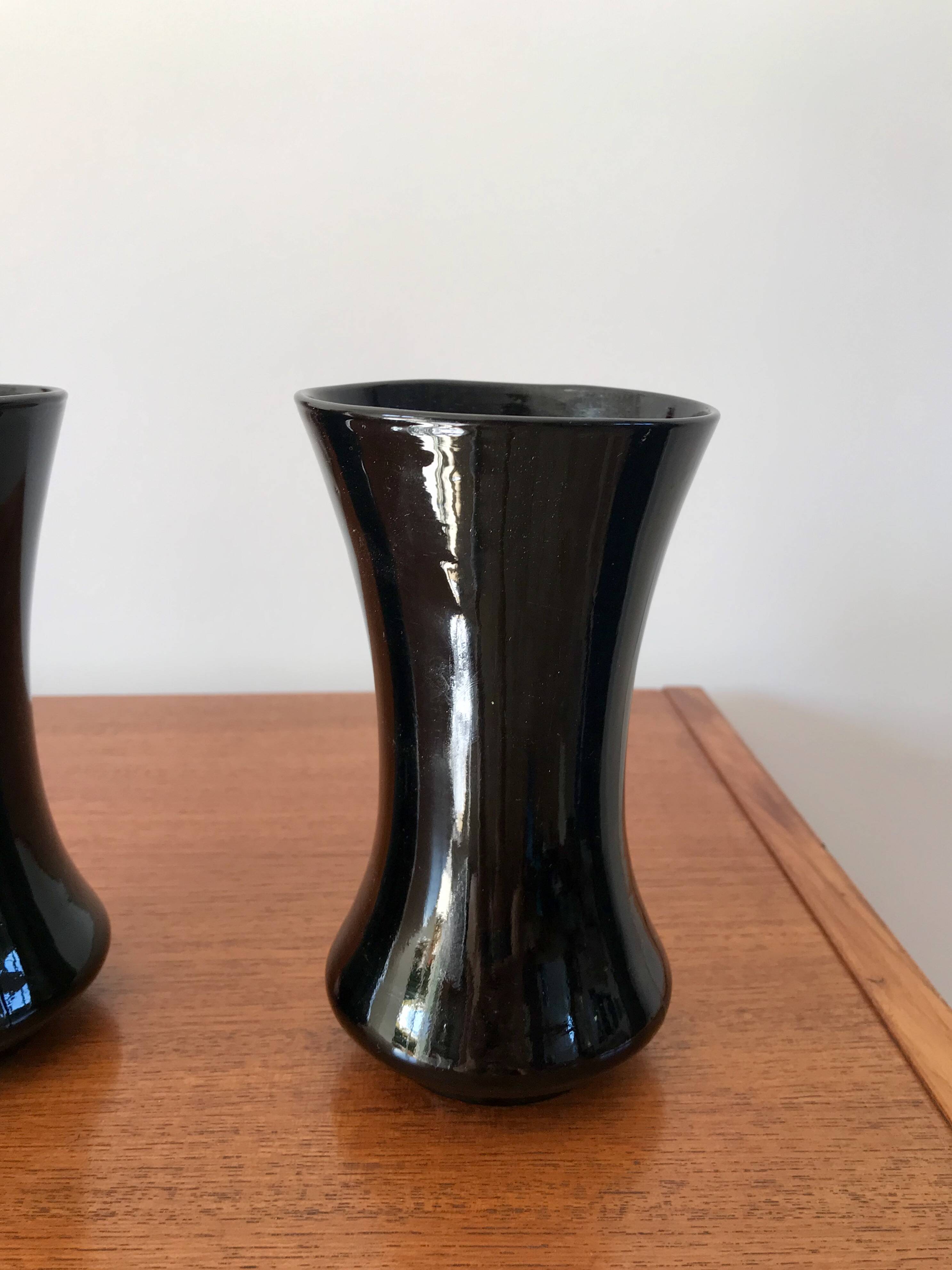 Pair of black opaline vases early 20th century
