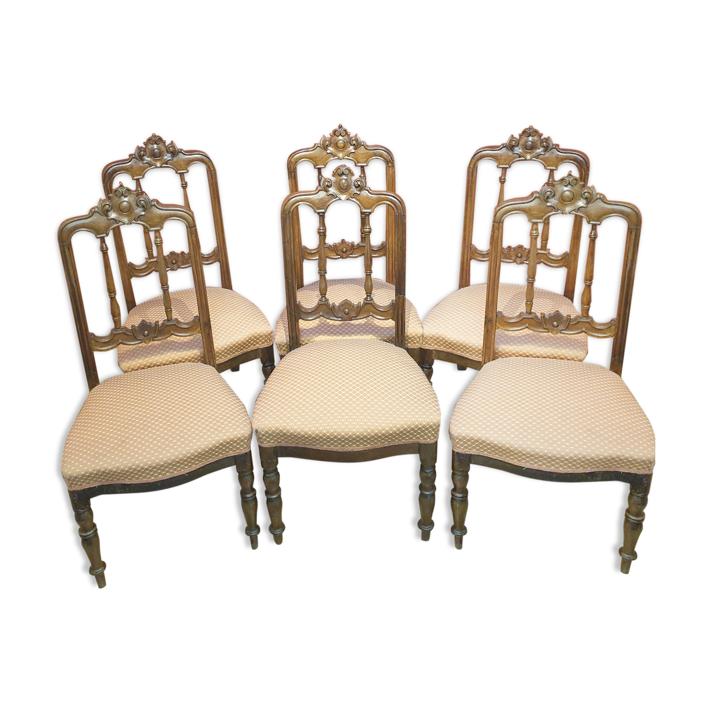 Set of 6 Victorial Walnut Dining Chairs