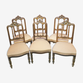 Set of 6 Victorial Walnut Dining Chairs