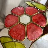 Vintage pendant light in mother-of-pearl and brass