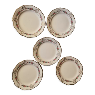 5 assiettes creuses en porcelaine l'amandinoise