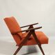 Fauteuil vintage orange bouclé scandinave design 1970