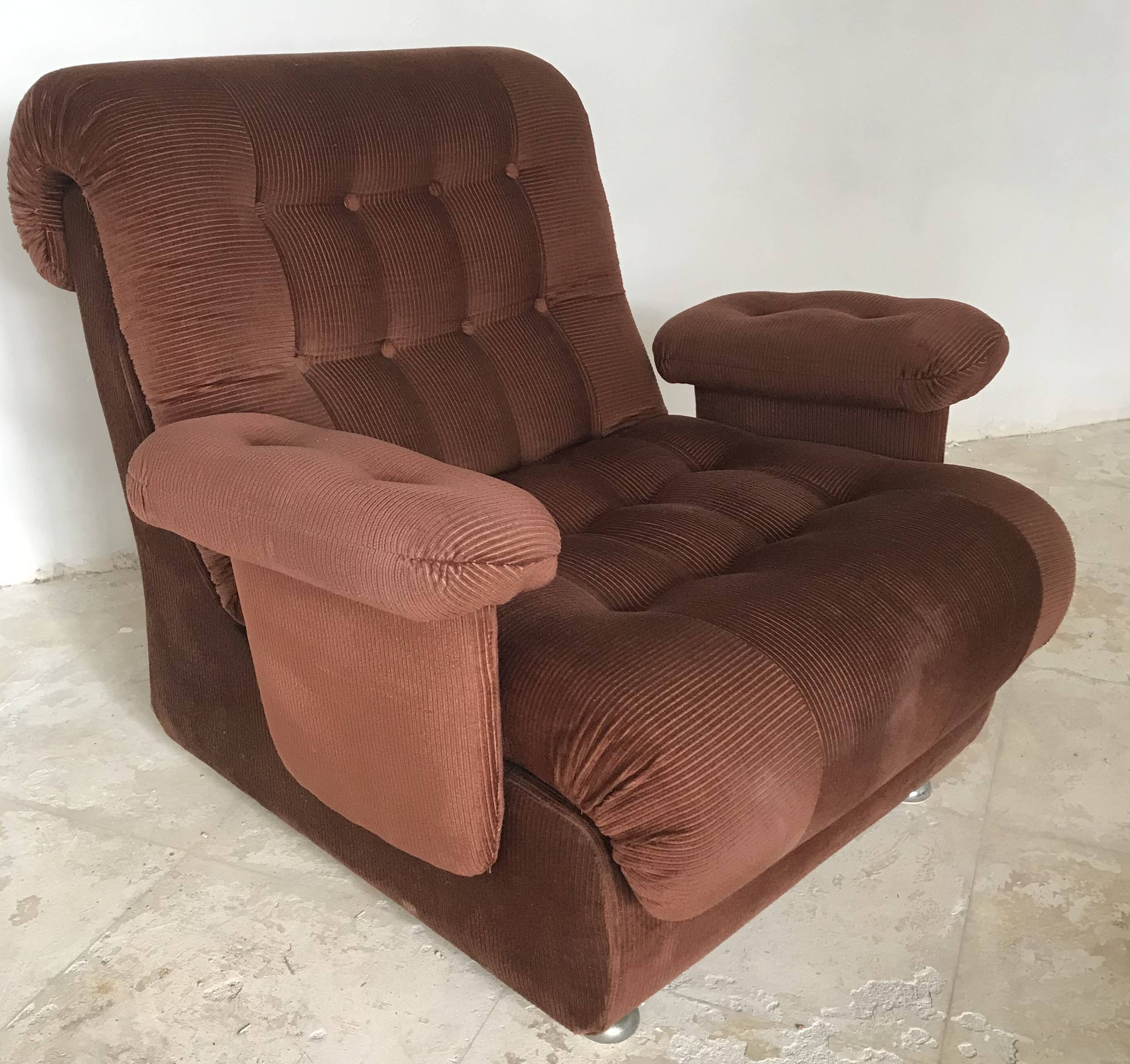 Vintage corduroy armchair 1970s