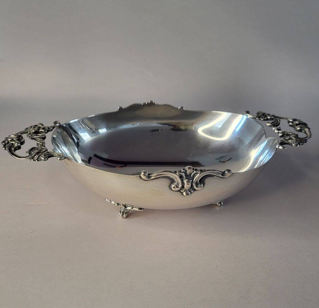 Italian 800 Silver Oval Footed Bowl