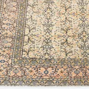 9x13 Vintage Cream Blue Persian Rug, Turkish Handmade Wool Floral Carpet