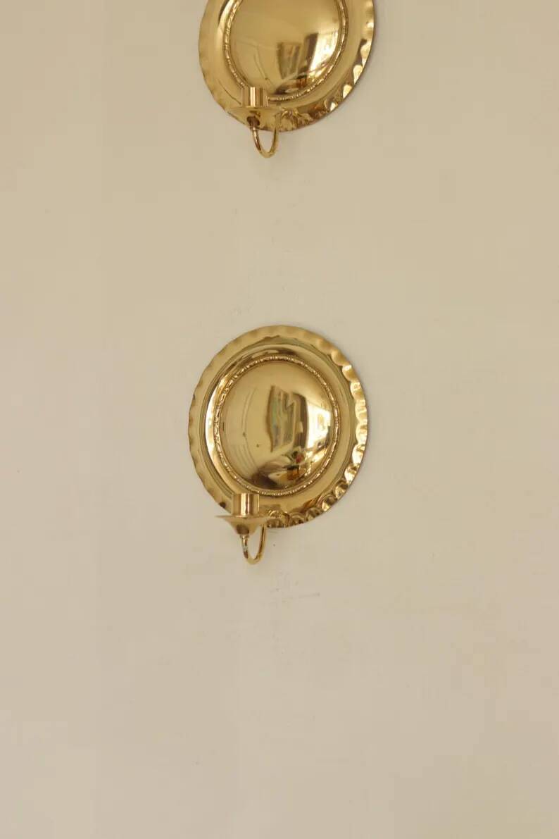 Pair of Swedish Mid-Century Brass Wall Sconces