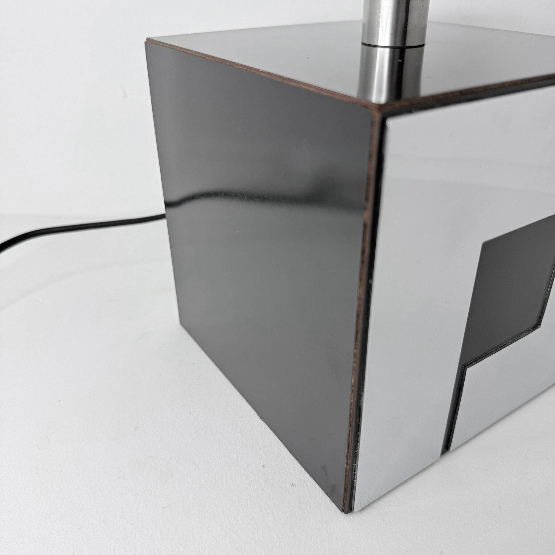 Vintage Cube Lamp • Wood & Metal • Art Deco • 1960