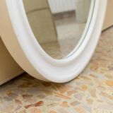 Round wall mirror by Carrara & Matta, white plastic bezel, Italian 1970s vintage