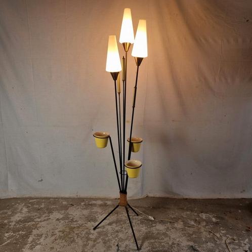 Vintage French 1950's Tripod Floor Lamp, Plant Stand