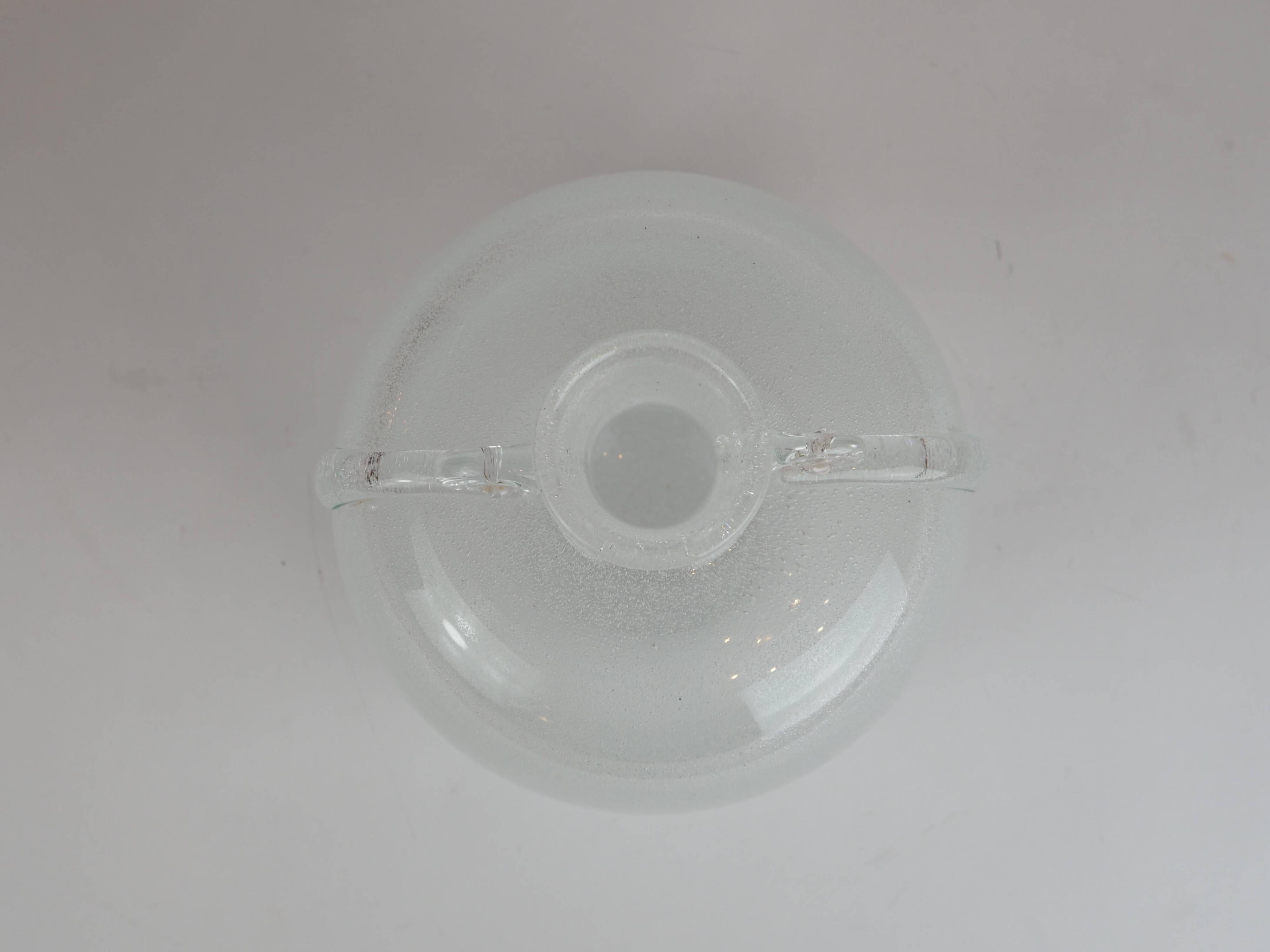 Murano glass vase "Pulegoso" in the shape of an amphora, with scroll handles, signed Seguso Vetri d'Arte.