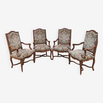 Suite 4 fauteuils tapissier vintage