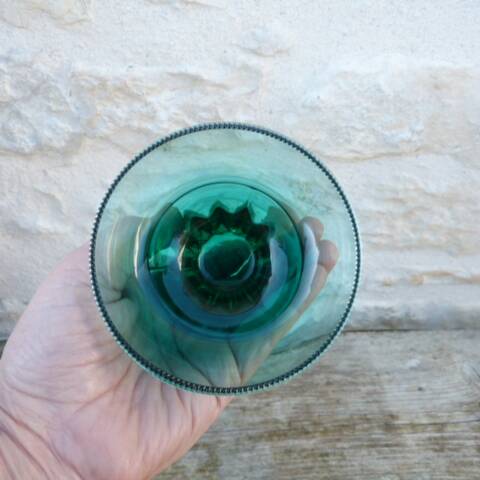 Lot de 2 coupelles en cristal vert foncé