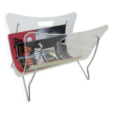 Magazine rack for Roche Bobois in plexiglass and chromed metal, 1970