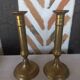 Pair of brass push-button candlesticks