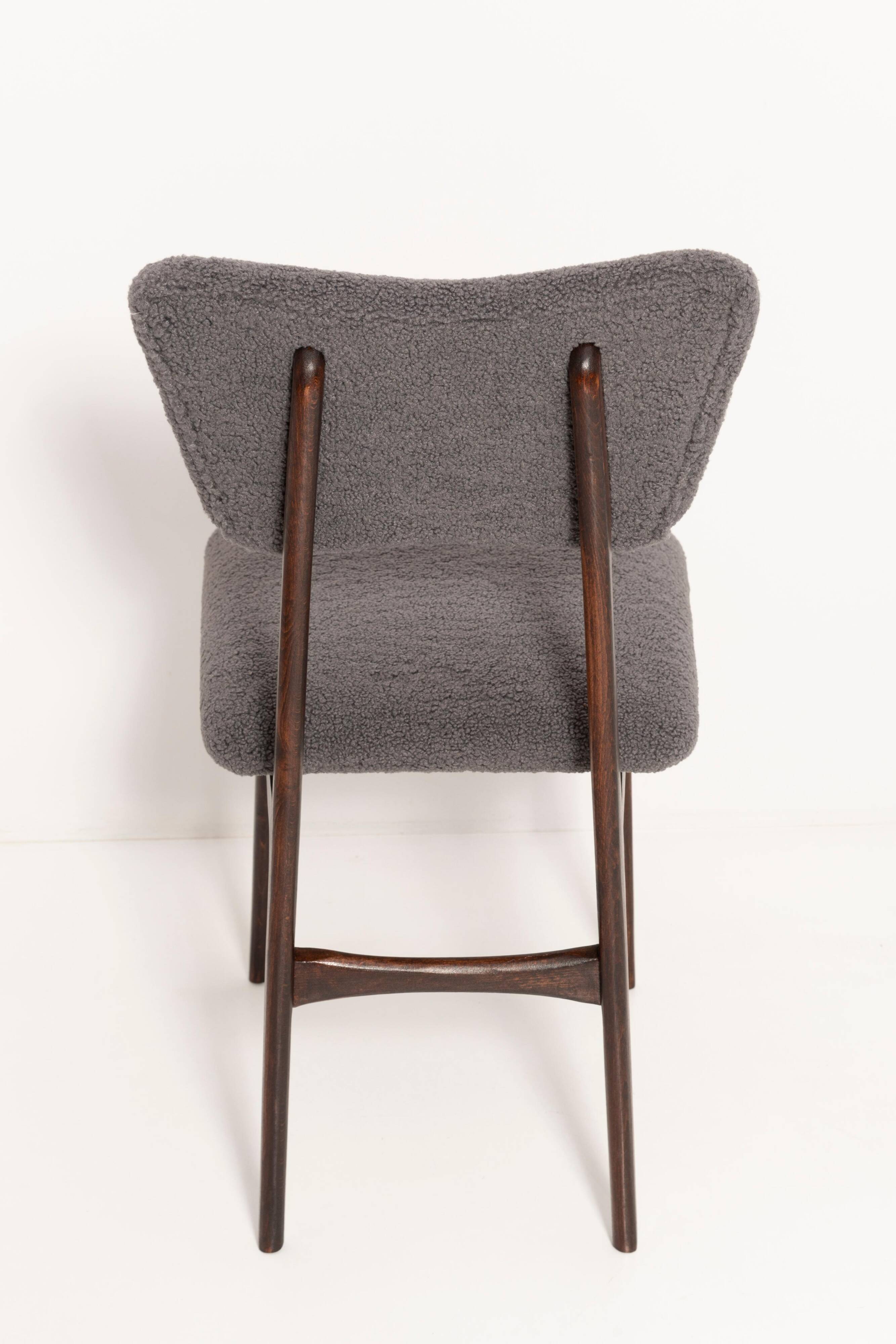 Chaise bouclée gris foncé du 20ème siècle, 1960