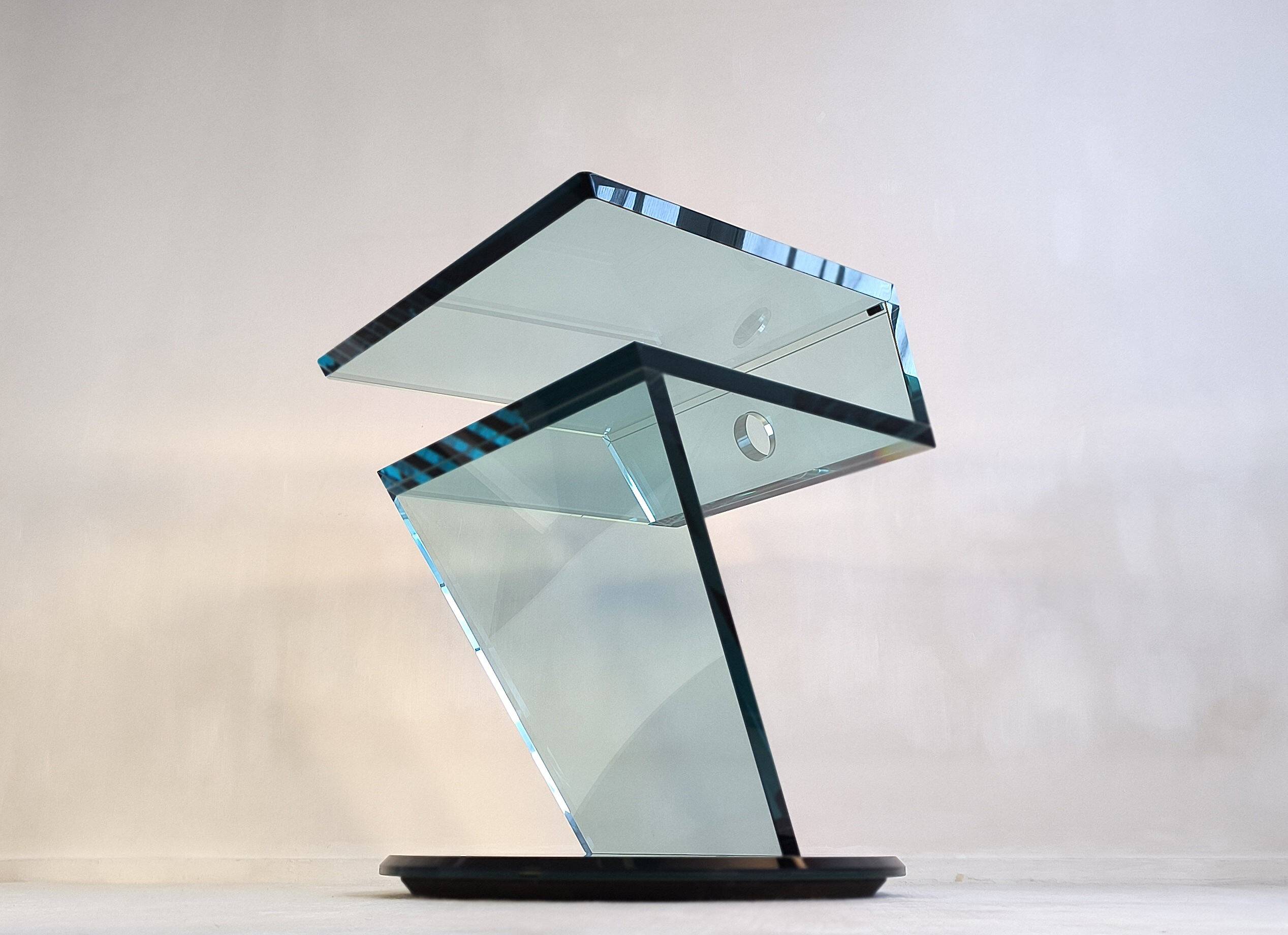 Reflex Angelo – sumptuous glass TV stand “jazz” signed Reflex Angelo made