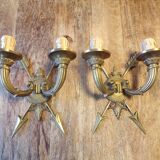 Paire d'appliques style empire flèches en bronze