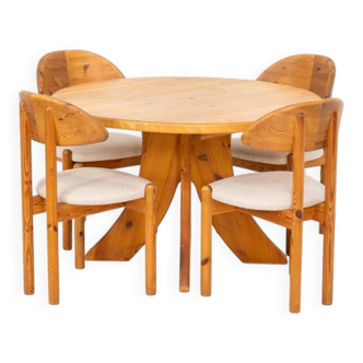 Pine dining set with 4 chairs by Vamdrup