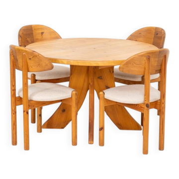 Dining set in pine with 4 chairs by Vamdrup