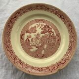 Set of 5 plates and an iron earth cake dish, willow hamage Moulin des loups art deco model