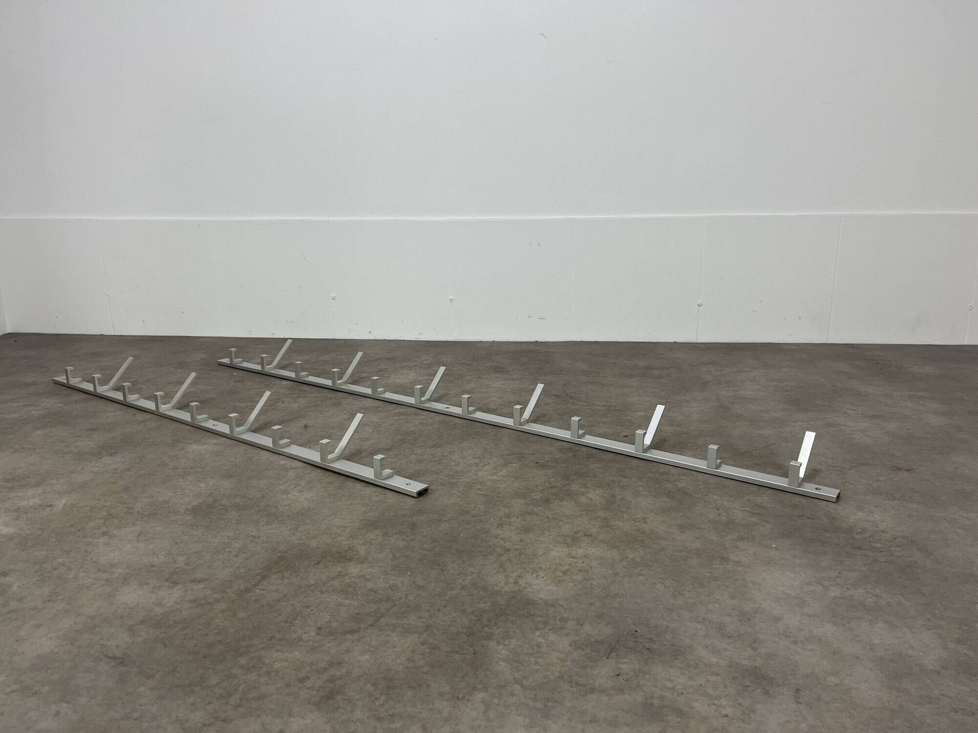 70s design aluminum wall coat rack, 21 hooks