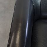 Set of 2 black sheepskin Art Deco design armchairs with high seating comfort