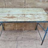 Old folding table in Burmese teak and steel