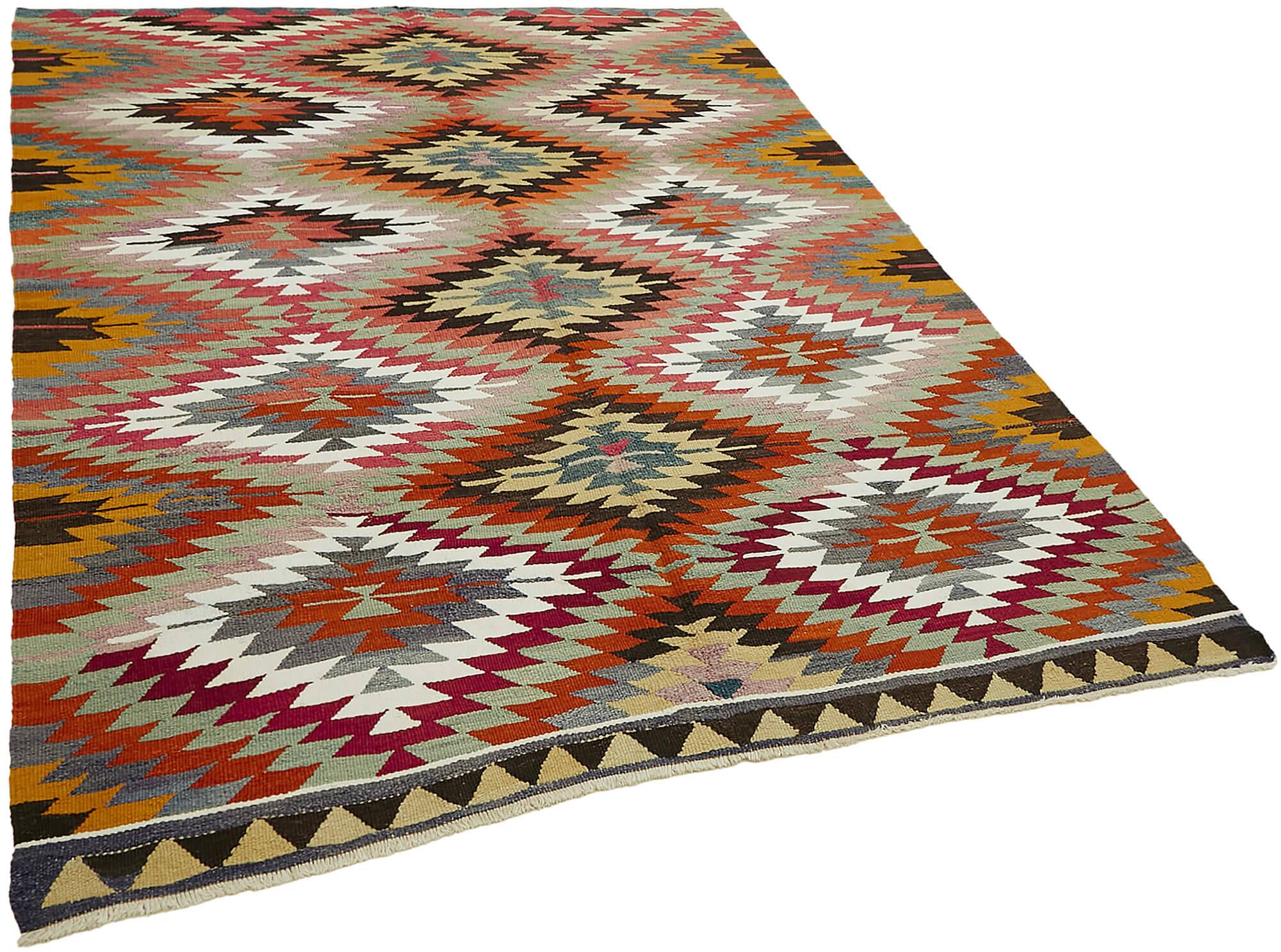 Turkish Handmade Vintage Anatolian Kilim 170 cm x 214 cm